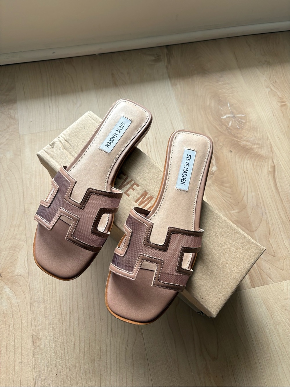 Steve Madden Blush Pink Brown Slide Mules
